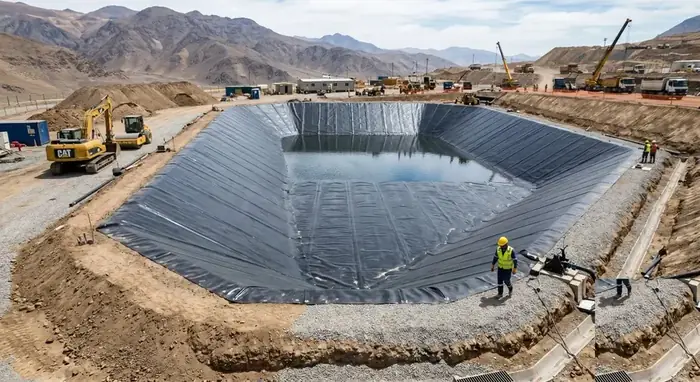 Obra de contención impermeabilizada con geomembrana HDPE